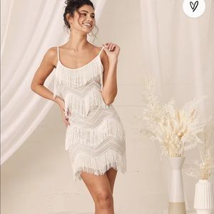 Lulu’s Shake it Off White Fringe dress